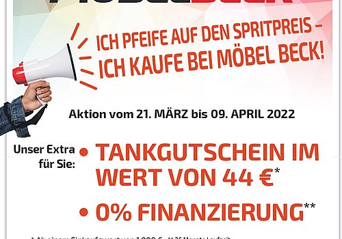 Moebel Beck Delitzsch Aktion ich pfeife auf den Spritpreis Finanzierung Tankgutschein