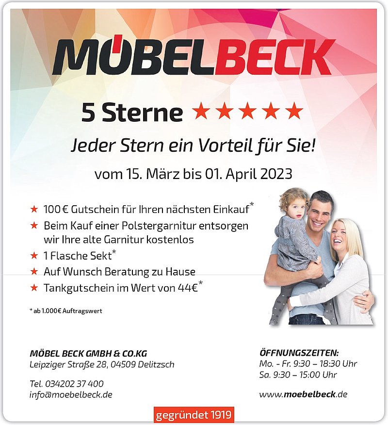 5 Sterne Aktion = 5 Vorteile für unsere Kunden von Möbel Beck Delitzsch_Eilenburg_Leipzig_Bad Düben
