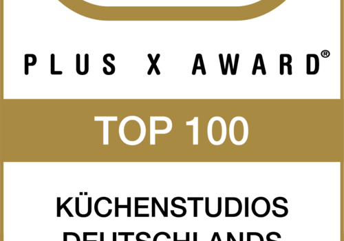 Möbel Beck Auszeichnung, Logo PLUSXAWARD 100 beste Küchenstudios Deutschlands